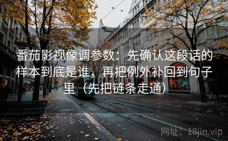 番茄影视像调参数：先确认这段话的样本到底是谁，再把例外补回到句子里（先把链条走通）