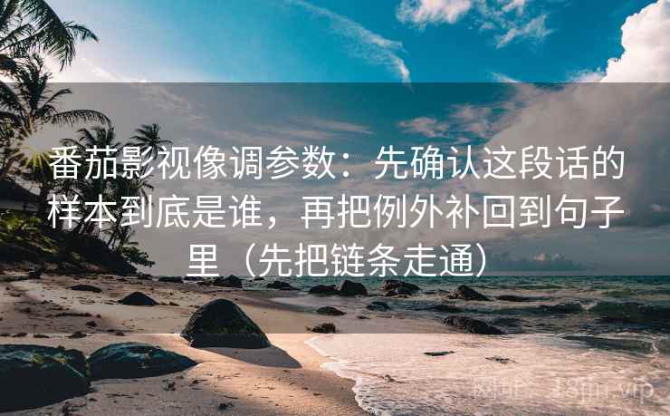 番茄影视像调参数:先确认这段话的样本到底是谁,再把例外补回到句子里(先把链条走通) 番茄影视像调参数:先确认这段话的样本到底是谁,再把例外补回到句子里(先把链条走通)